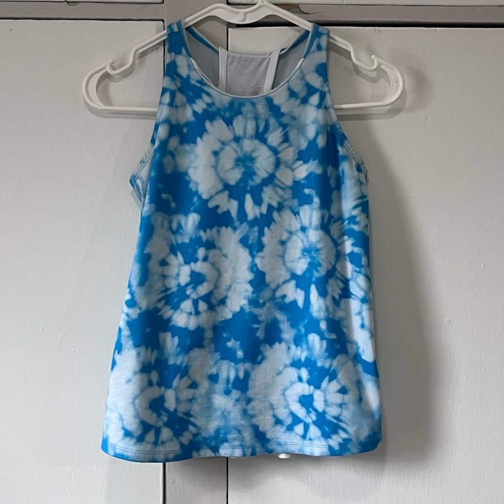 Athleta Girl Perfect Pair Blue Tie Dye Double Layer Tank Top Girls XL/14